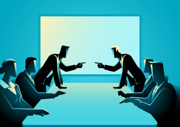 Vector illustration of business people arguing at meeting room